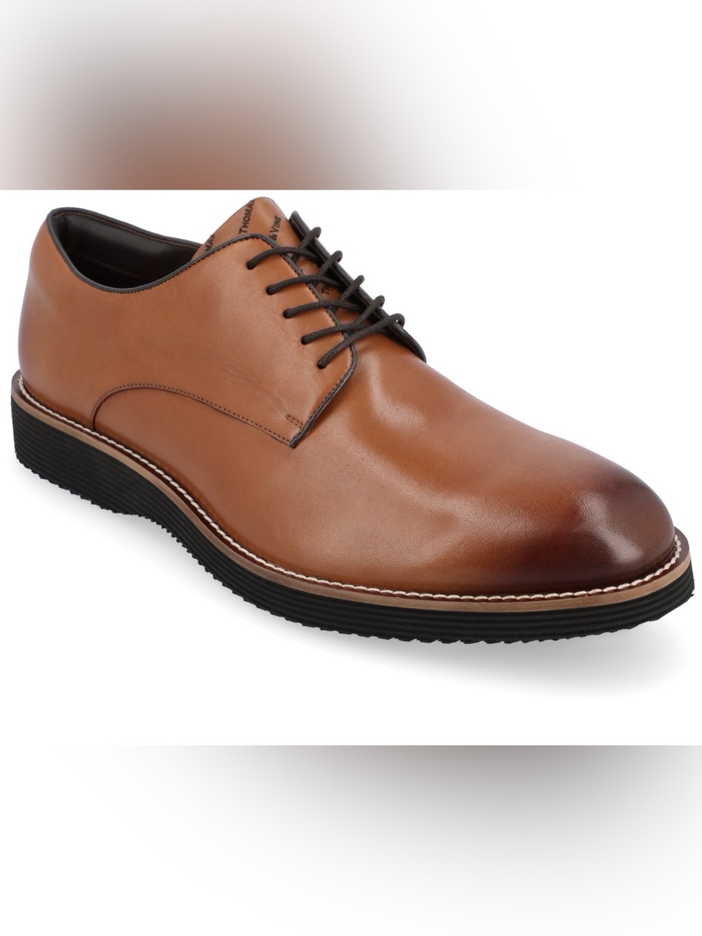 Thomas & Vine Men's Leather Derby Shoes in Cognac Brown Size 9.5